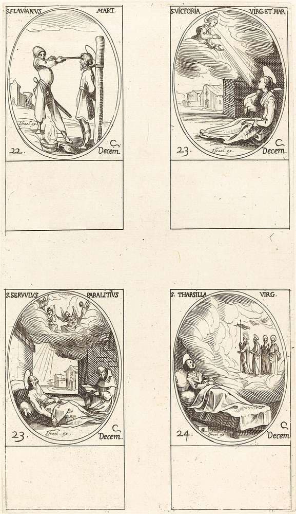 St. Flavian; St. Victoria; St. Servulus; St. Tharsilla — Jacques Callot