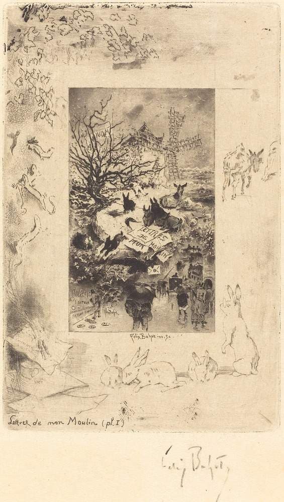 Title Page for "Lettres de Mon Moulin" — Félix-Hilaire Buhot