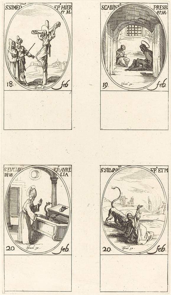 St. Simeon; St. Gabinius; St. Eucharius; St. Silvanus — Jacques Callot
