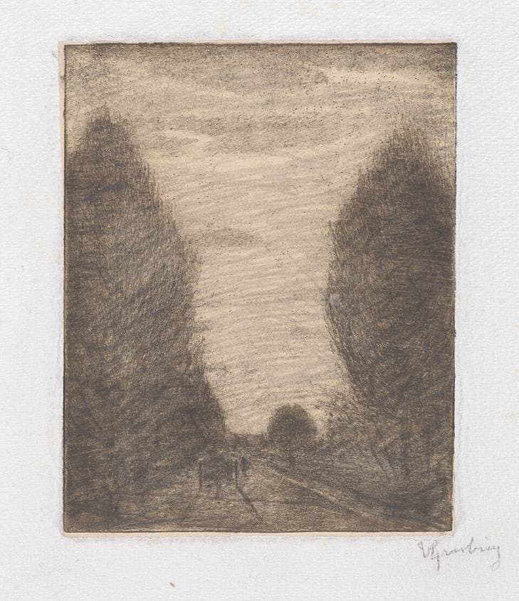 Wooded Landscape with a Cart — Vittore Grubicy