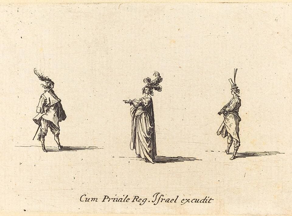 Lady with Plumed Hat, and Two Gentlemen — Jacques Callot
