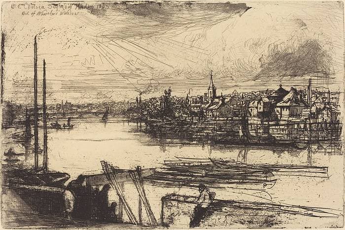 Old Chelsea, Out of Whistler's Window (Battersea Reach) — Francis Seymour Haden