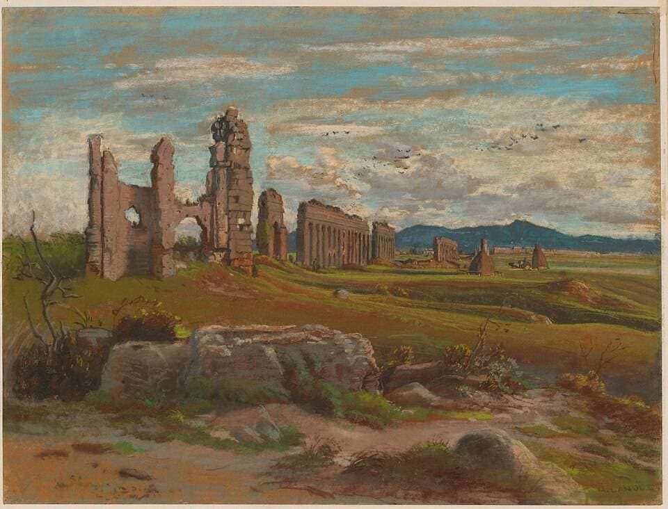 The Aqua Claudia in the Roman Campagna — Félix-Hippolyte Lanoüe