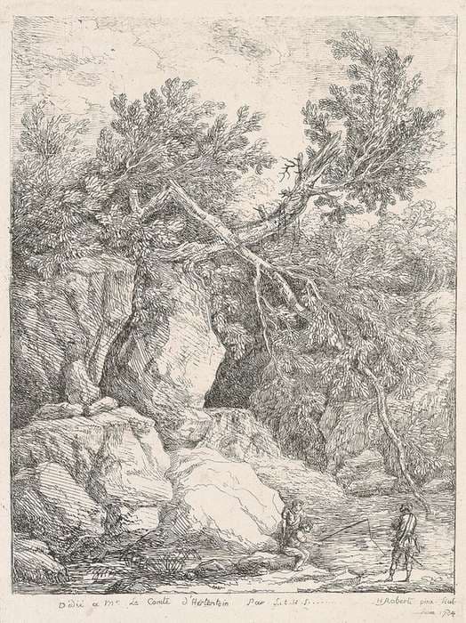 Landscape with a Fallen Tree (Paysage à l'arbre cassé) — Hubert Robert