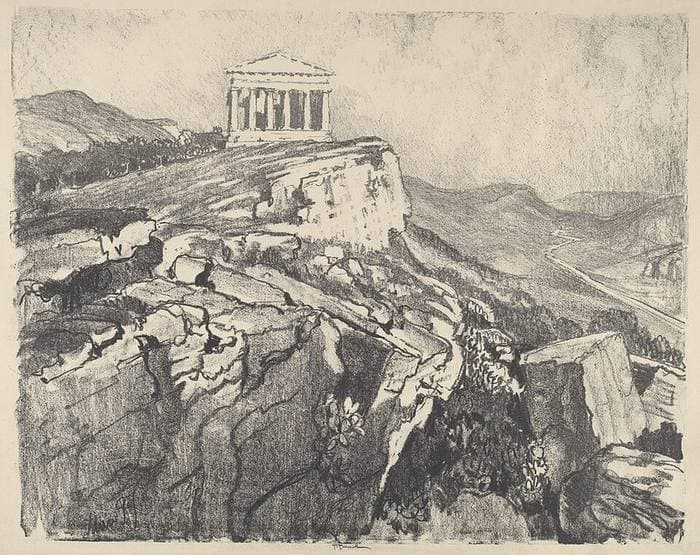 The Temple of Concord on the Wall, Girgenti — Joseph Pennell