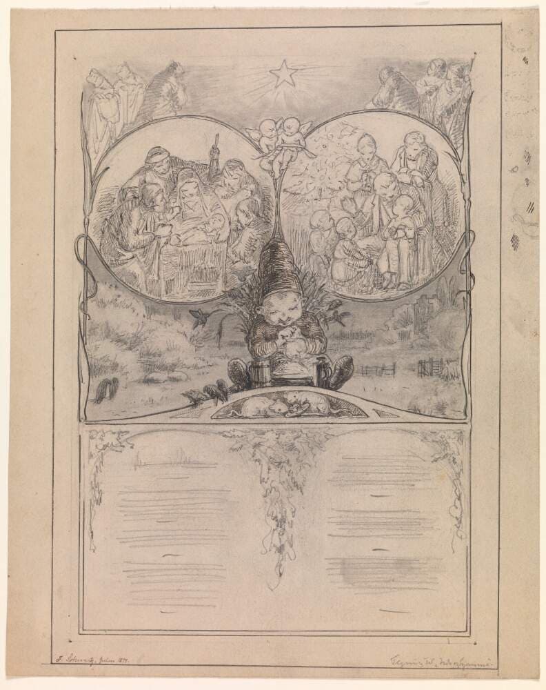 Udkast til illustration til "Ude og hjemme" — Frans Schwartz