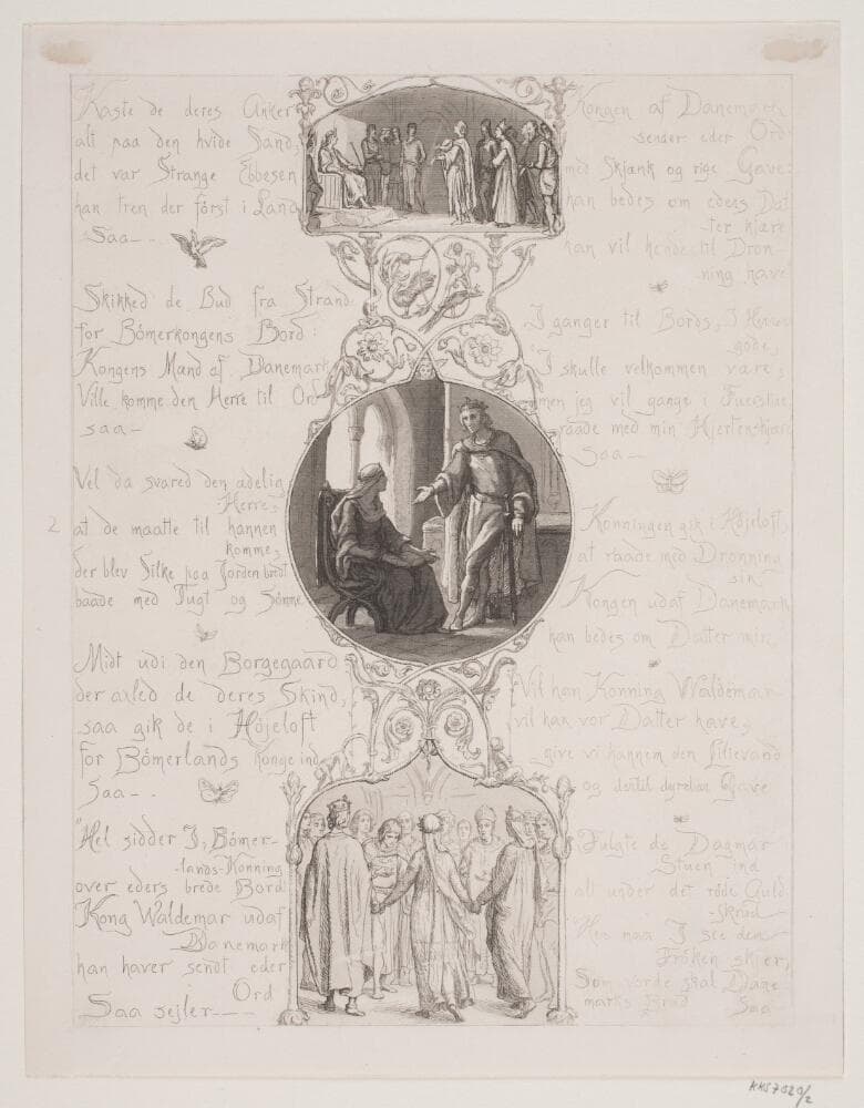 Illustration nr. 2 til "Visen om Dronning Dagmars ankomst til Danmark" — Lorenz Frølich