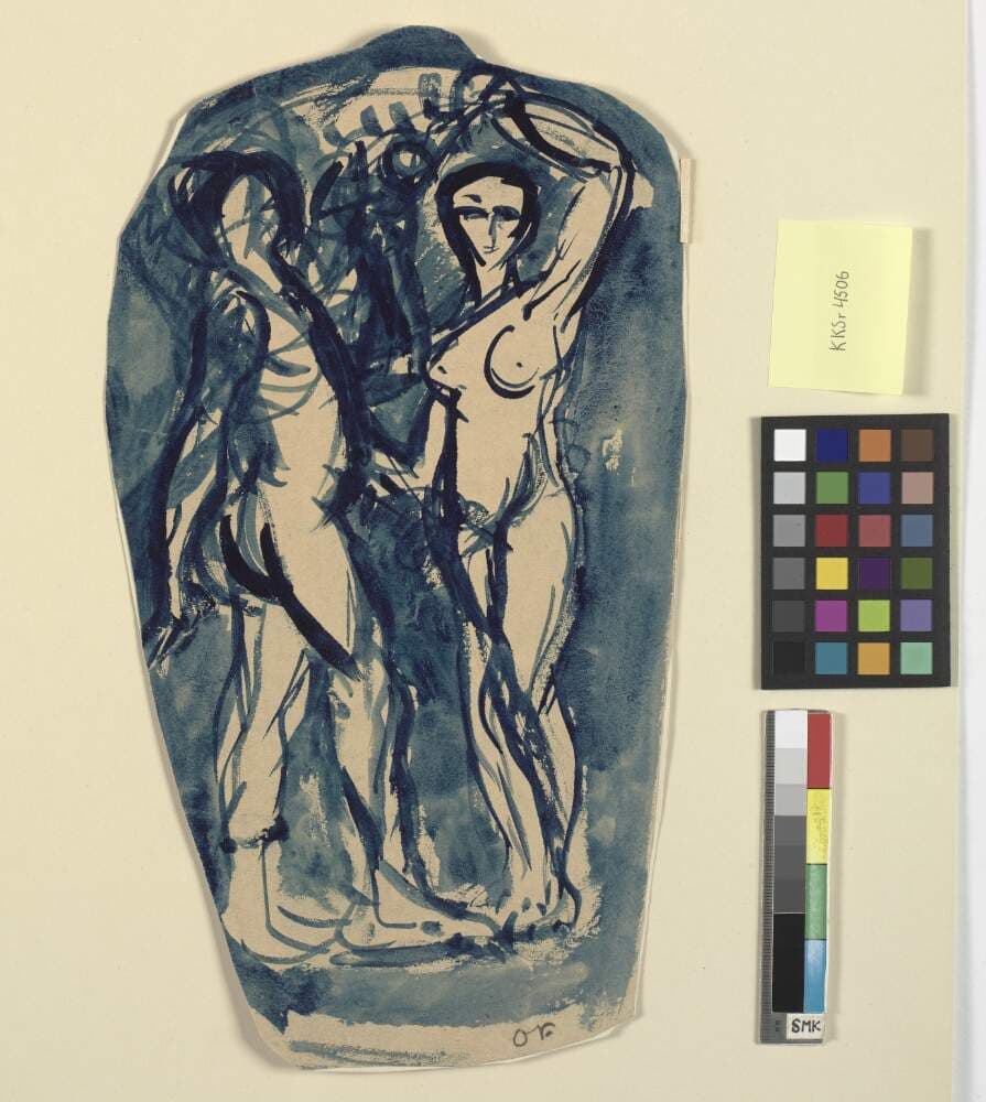 To stående, nøgne figurer (Adam og Eva?). — Emile Othon Friesz