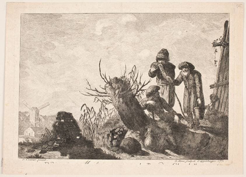 Tre bønder i et landskab — Georg Haas