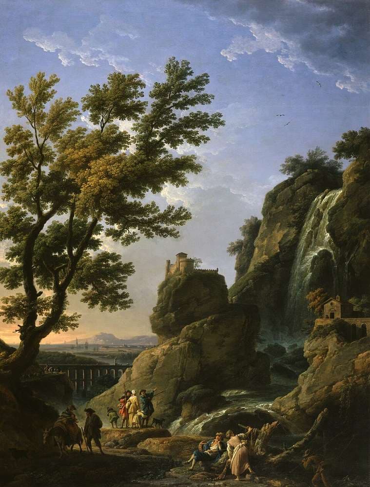 Landscape with Waterfall and Figures — Claude Joseph Vernet