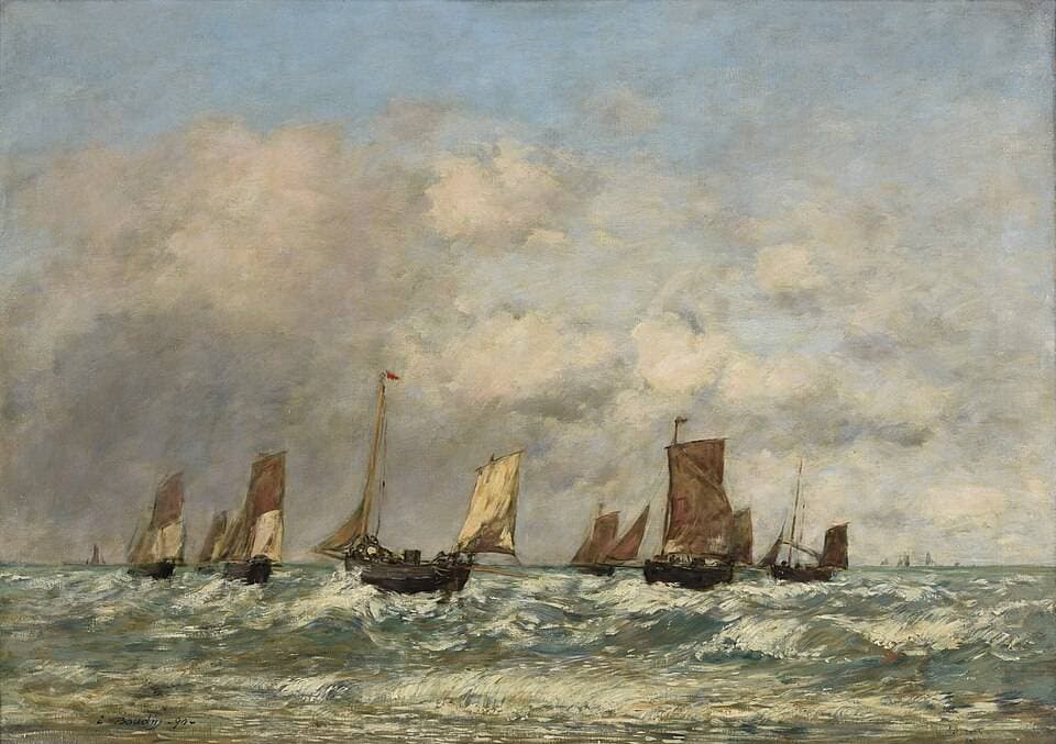 Berck : le départ des barques — Eugène Boudin