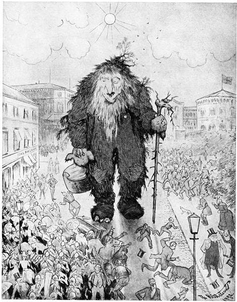 Troll at the Karl Johan Street - Trollet på Karl Johan — Theodor Kittelsen