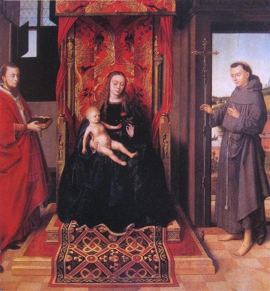 The Virgin and Child Enthroned with Saints Jerome and Francis — Petrus Christus