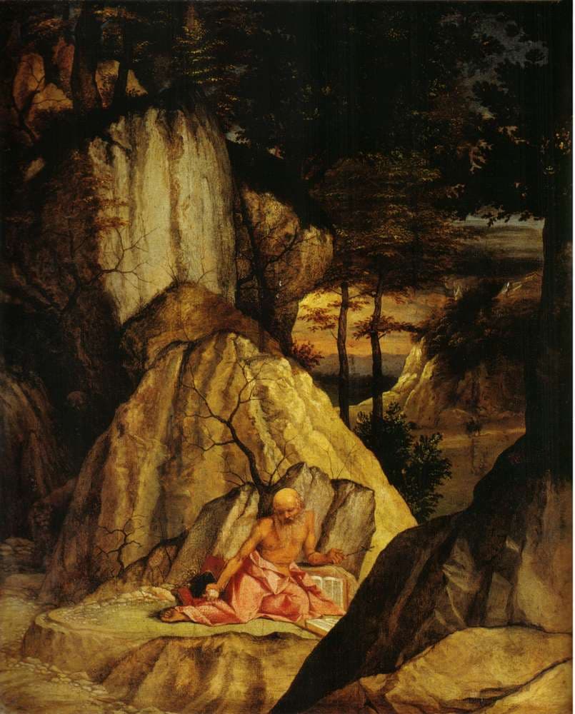 St. Jerome Meditating in the Desert — Lorenzo Lotto